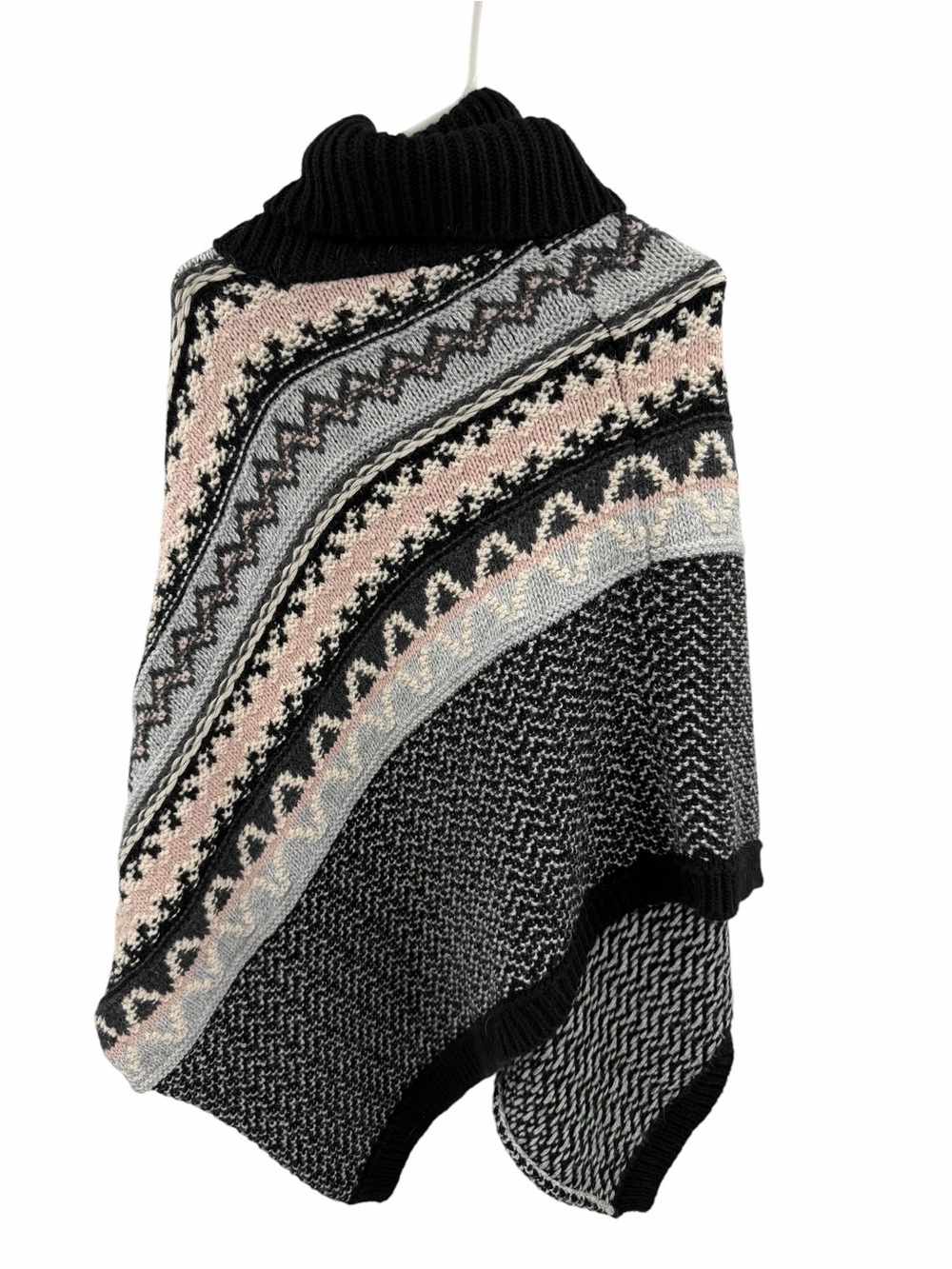 Cocogio Poncho Turtleneck Sweater One Size Cable Knit Wool Alpaca Made in Italy